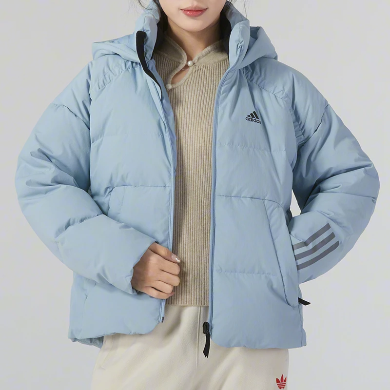 阿迪达斯2023冬季新款女子户外保暖运动休闲连帽羽绒服外套IL8937