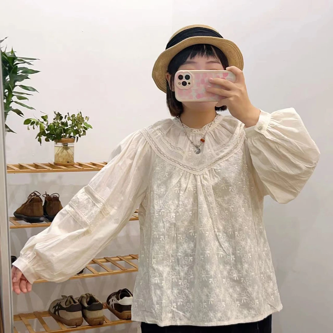 日系重工刺绣圆领衬衫6788