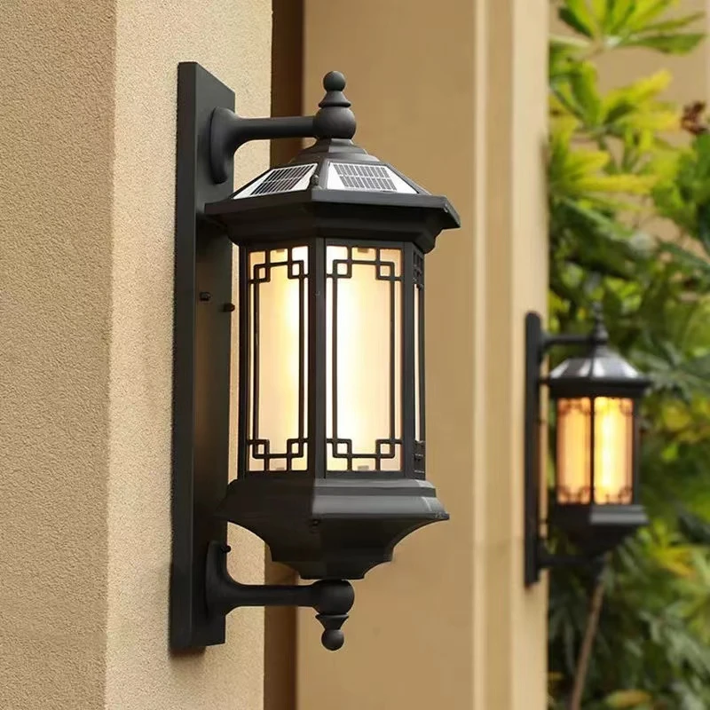 户外滕王阁壁灯新中式防水太阳能室外