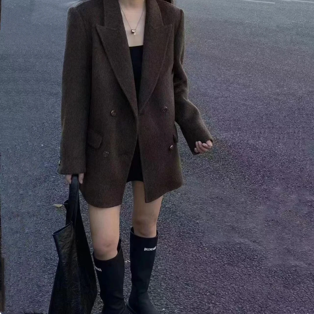 【红红家】韩905咖色金扣女士外套