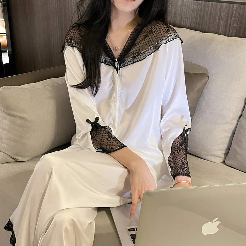 【冰雪丝04806】春夏睡衣女家居服睡裙纯欲风性感蕾丝时尚甜美休闲