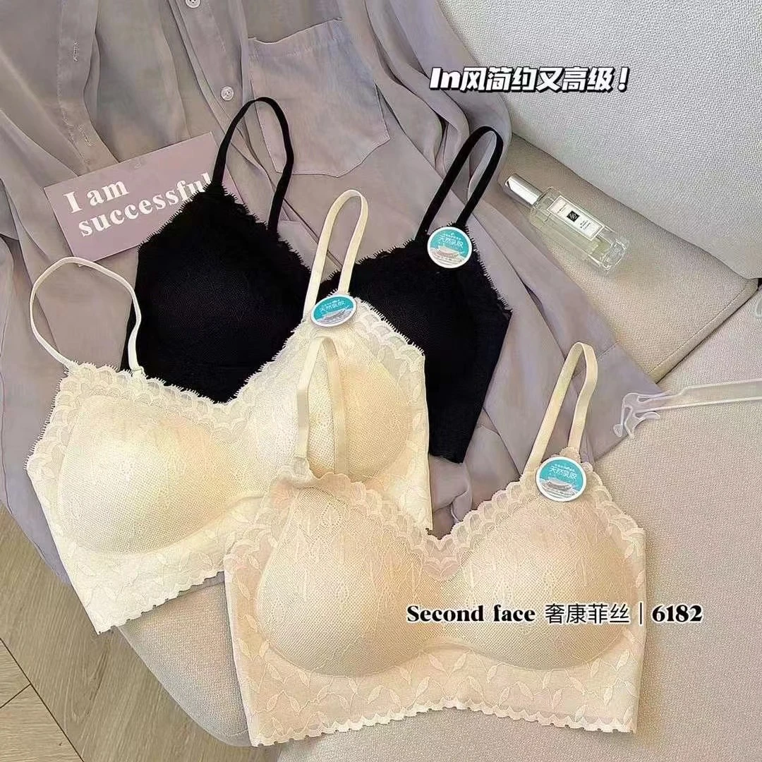 东大门精选6182蕾丝无痕固定法式薄款聚拢性感美背抹胸