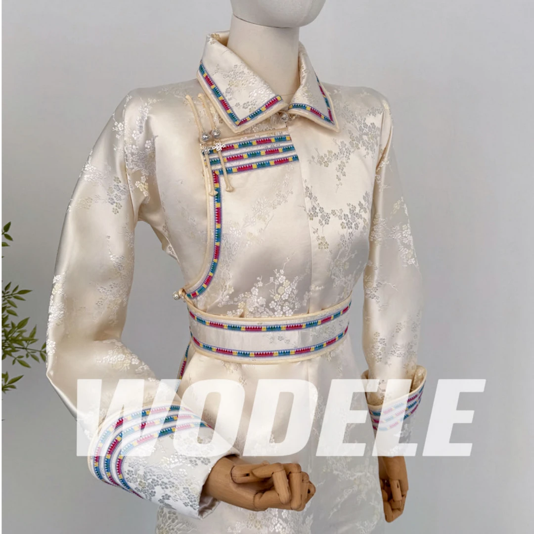 [WODELE]沃德勒原创少女新款蒙古袍民族风改良基础款长袍女士