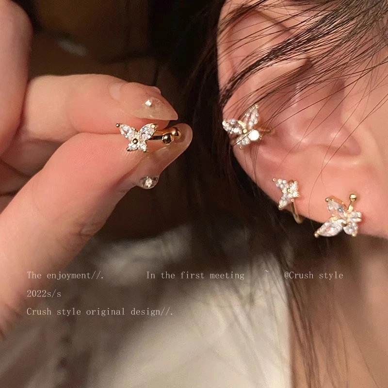 合金耳饰 蝴蝶无耳洞耳夹女秋冬新款爆款轻奢小众网红高级耳环ins