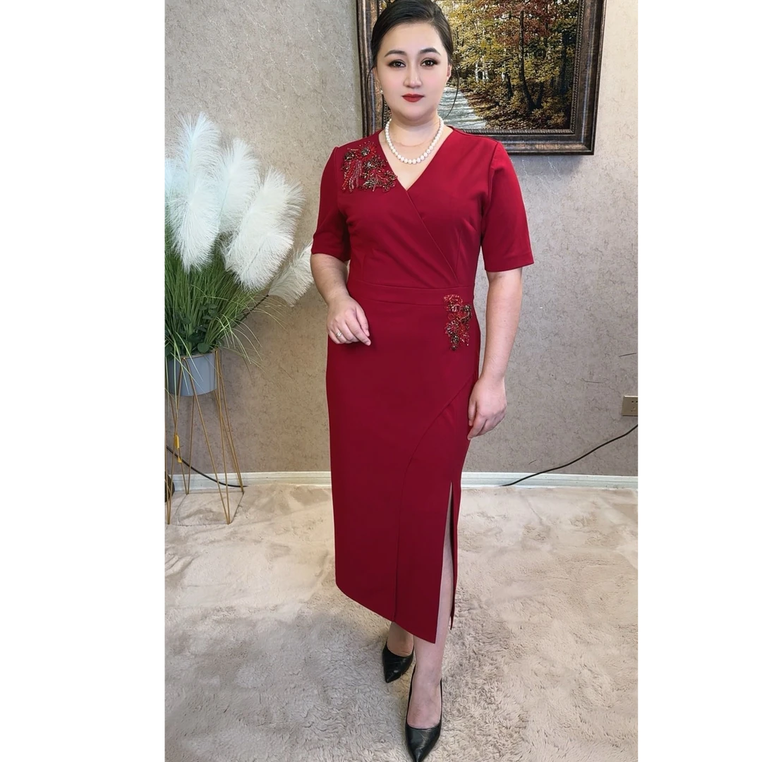 AYSER001水晶镶嵌高端连衣裙气质长款修身显瘦