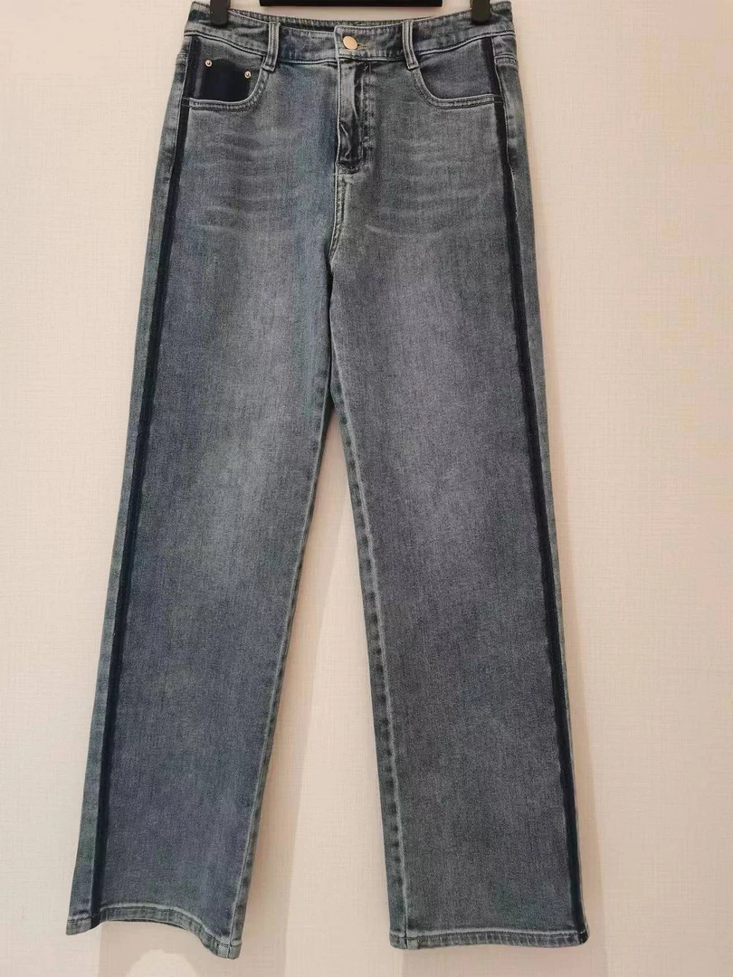 高斯雪岚【春季新品】窄版裤腿24160054休闲水洗百搭牛仔裤秋冬蓝色
