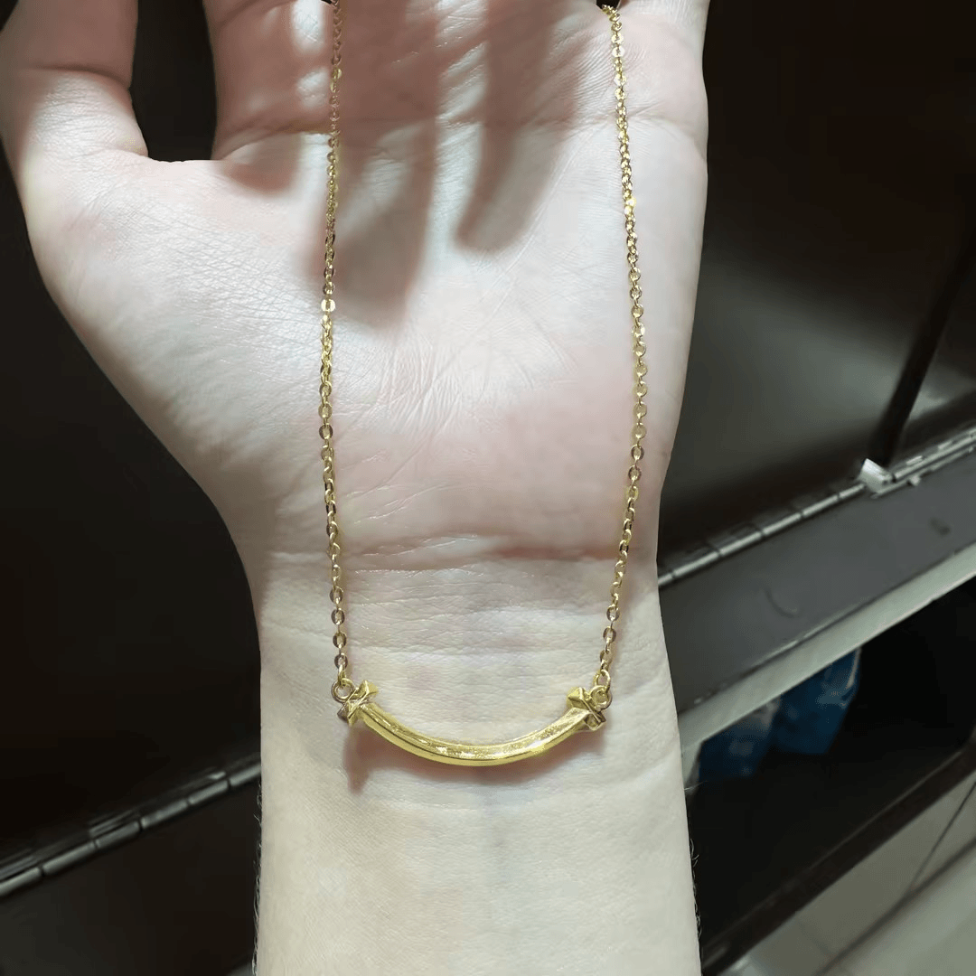 【潮金汇严选】足金999.9微笑小众简约百搭项链