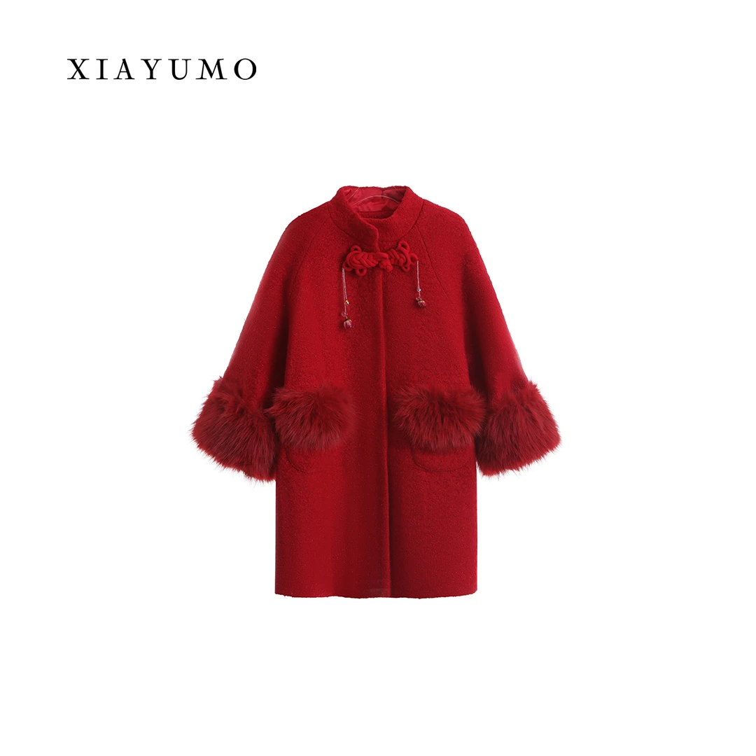 红色中式大衣DT03浮力女童新款上新暂用浮力链接外套