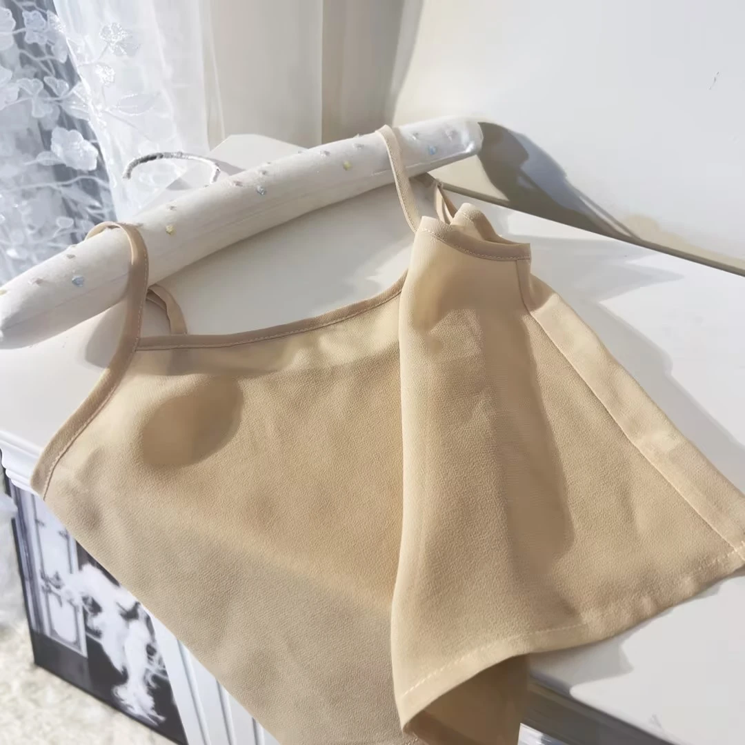 夏羽墨春夏新款女童杏色吊带小女孩内穿背心时尚百搭儿童纯色内搭