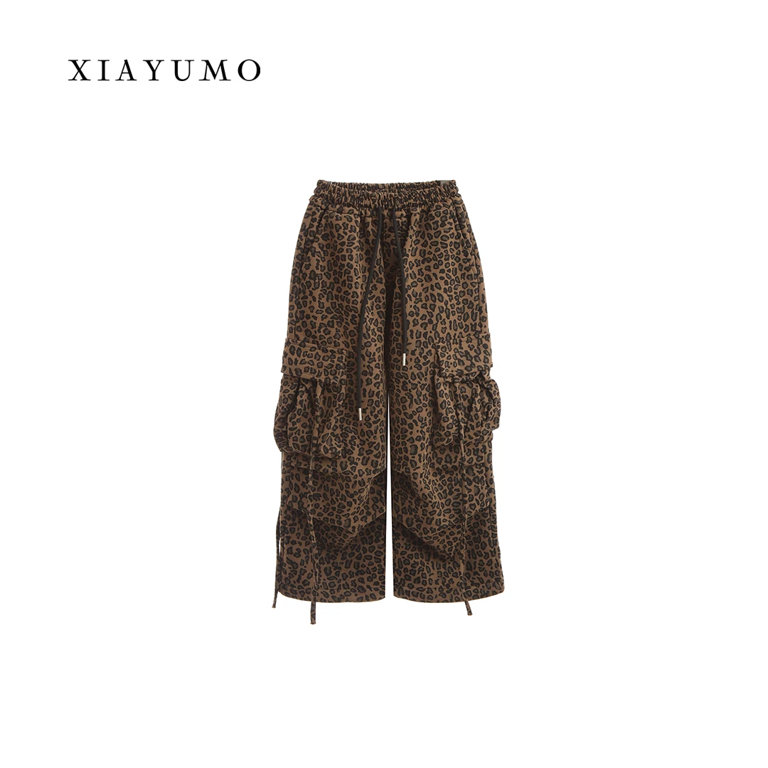 夏羽墨女童秋冬上新豹纹工装长裤加厚保暖时尚百搭冬季爆款裤