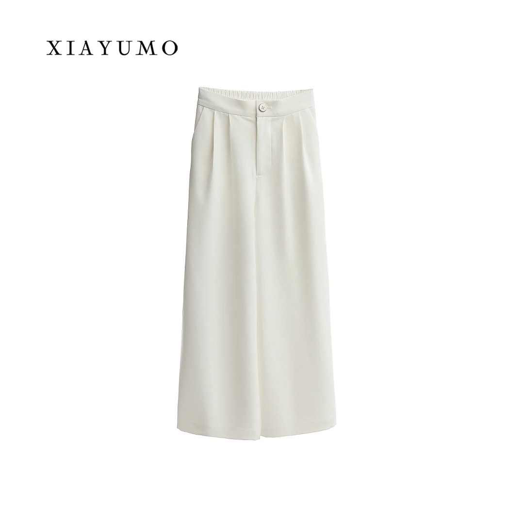 夏羽墨女童夏季白色时尚简约休闲裤气质显瘦百搭纯色优雅长裤