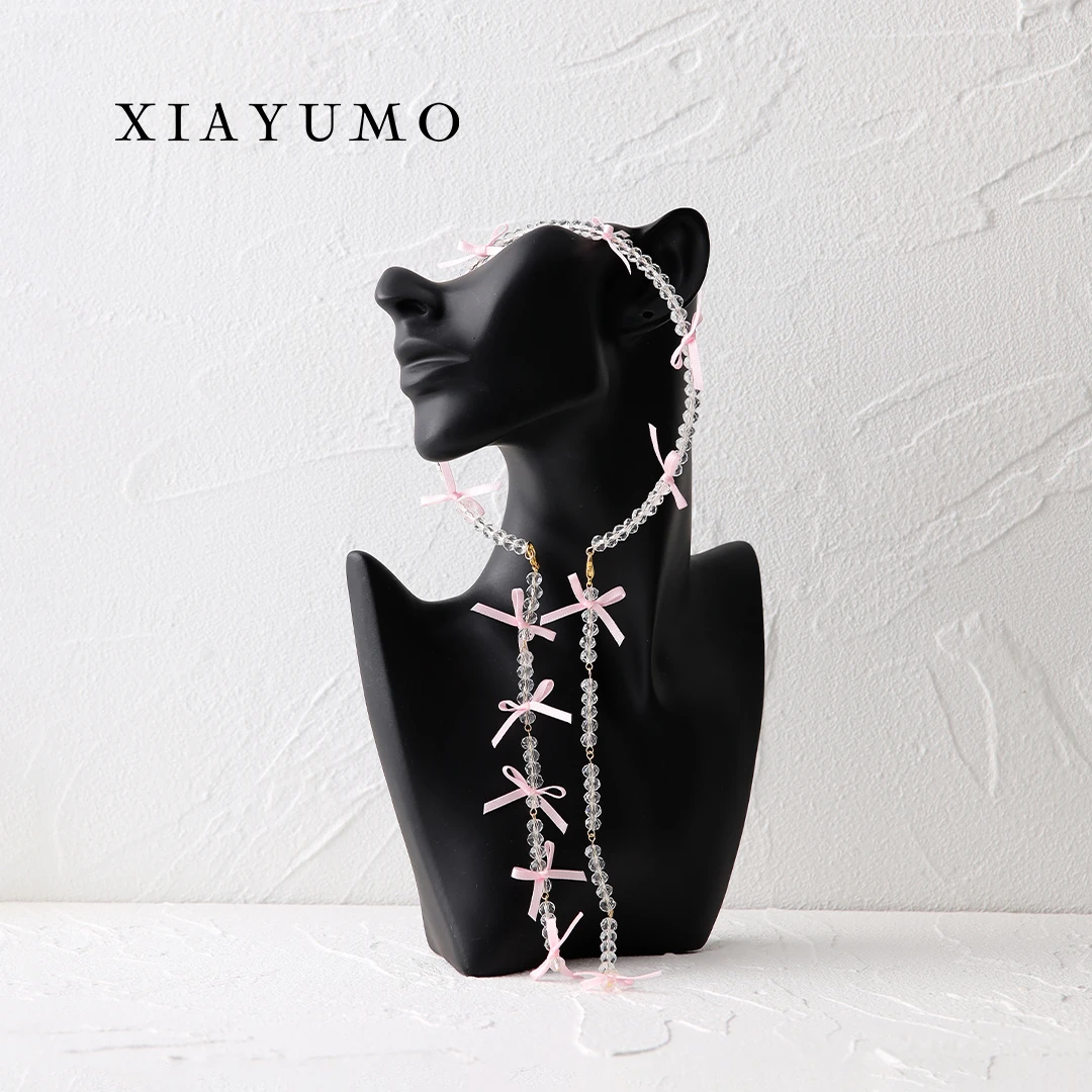 合金亚克力耳饰 夏羽墨 粉色蝴蝶结发箍甜美可爱小女孩