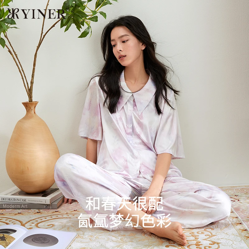 【设计师款-晕染水彩印花睡衣】音儿休闲宽松家居服8J52205210