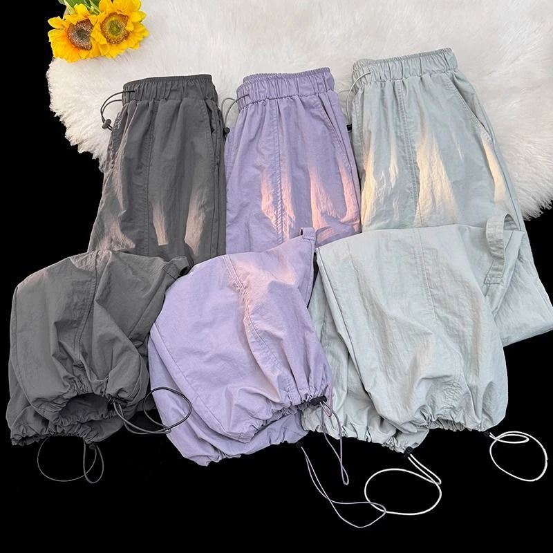 休闲百搭夏季薄款宽松透气速干抽绳韩版工装裤