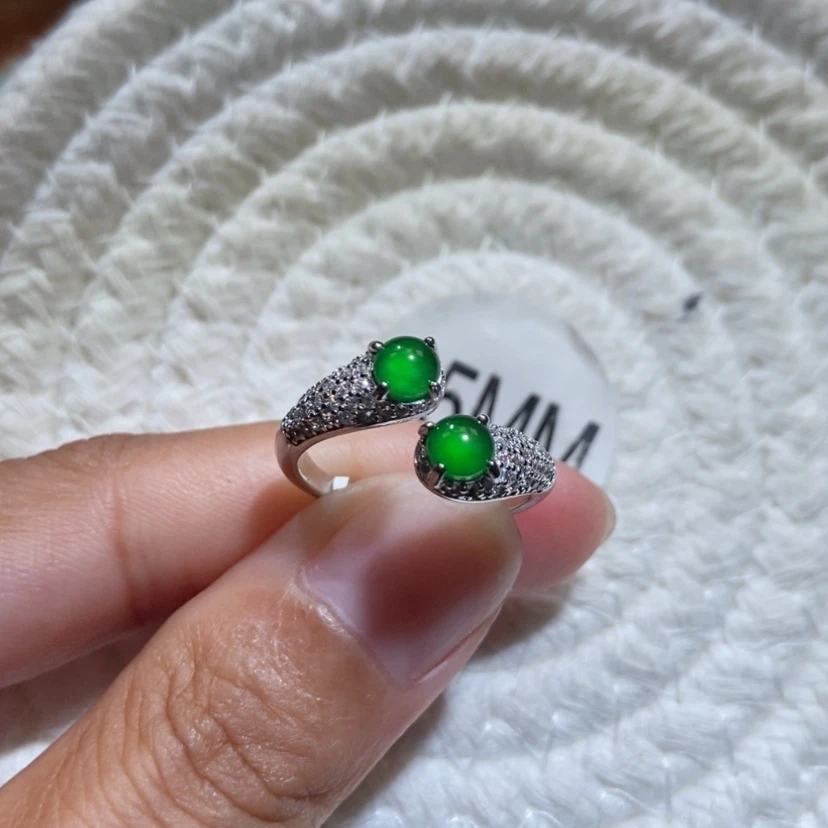 【闪购商品】翡翠戒指未镶嵌天然翡翠双蛋面戒指