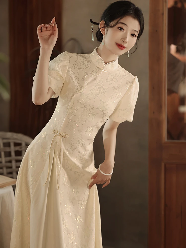 奥黛旗袍夏季国风年轻款少女日常礼服改良连衣裙复古民国风新中式