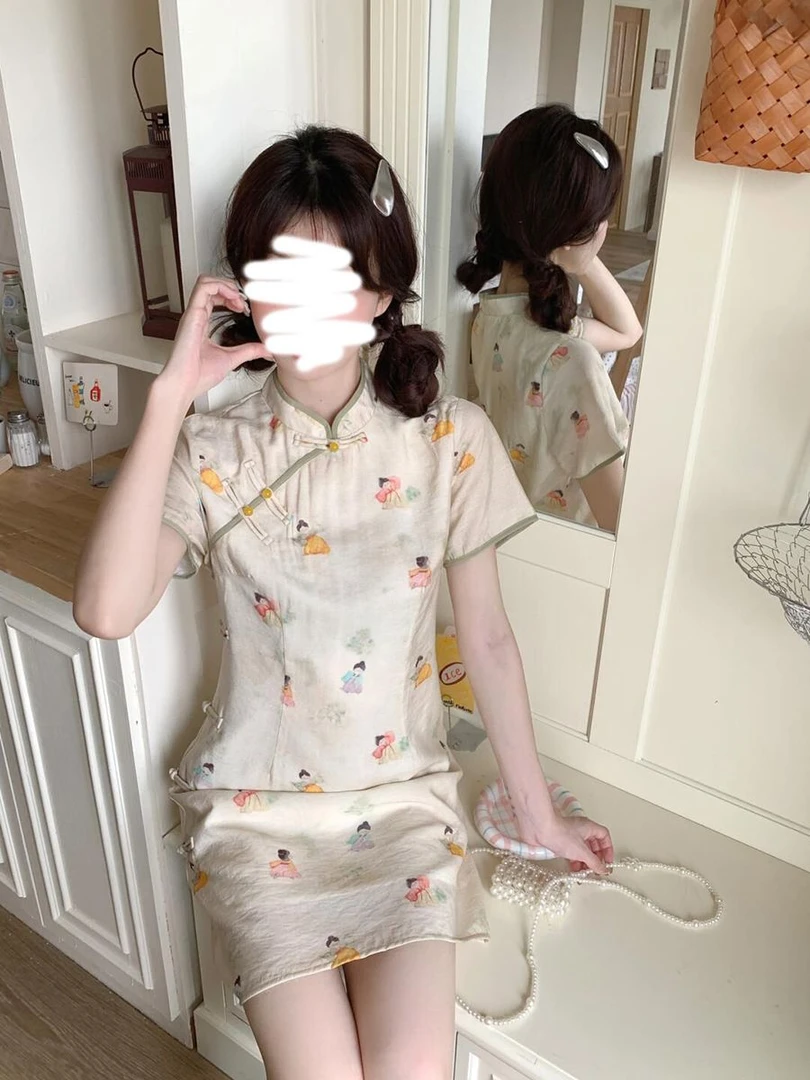 新中式国风日常超仙复古小唐人改良旗袍连衣裙女设计感裙2025新款