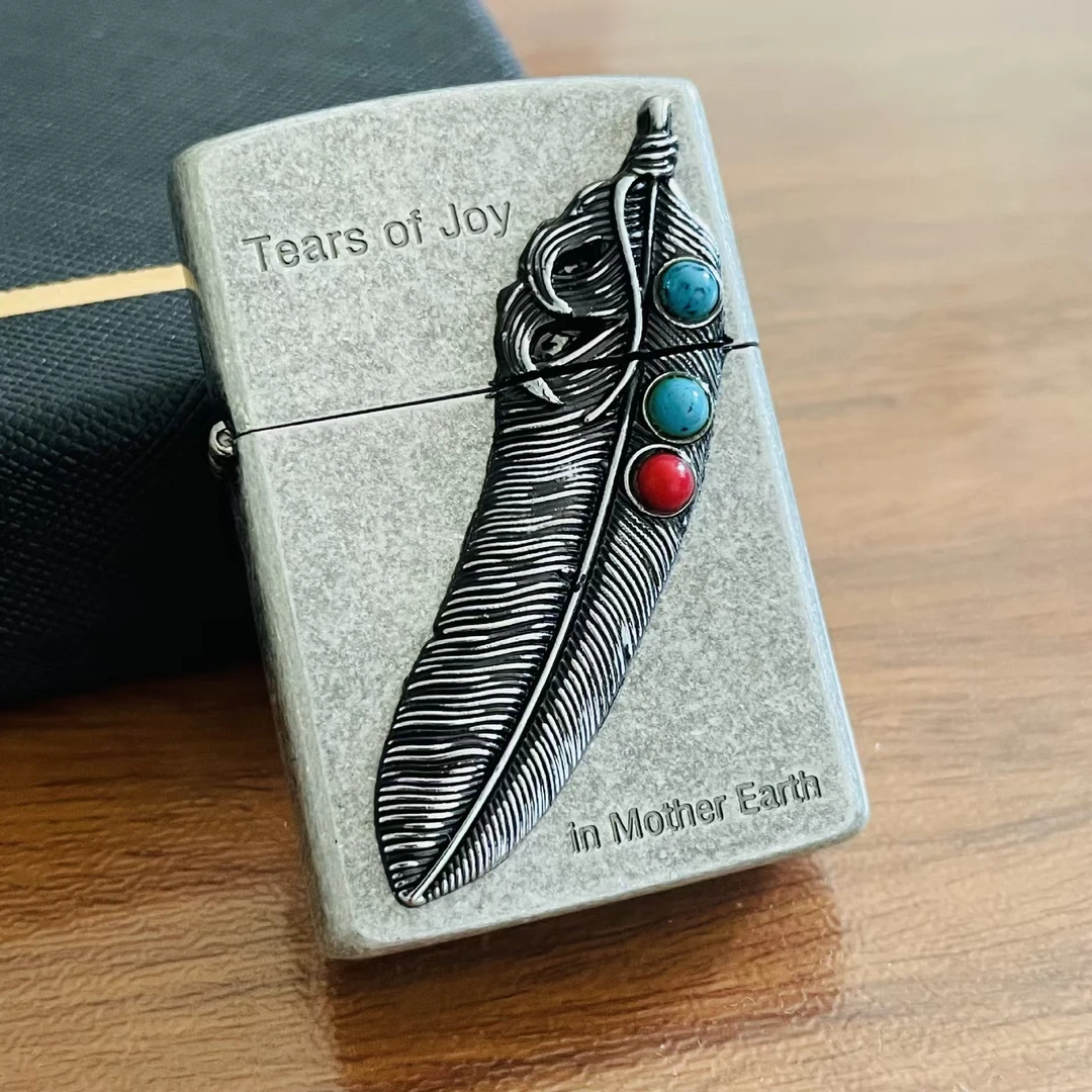 ZORRO古银松石羽毛复古砂轮煤油火机