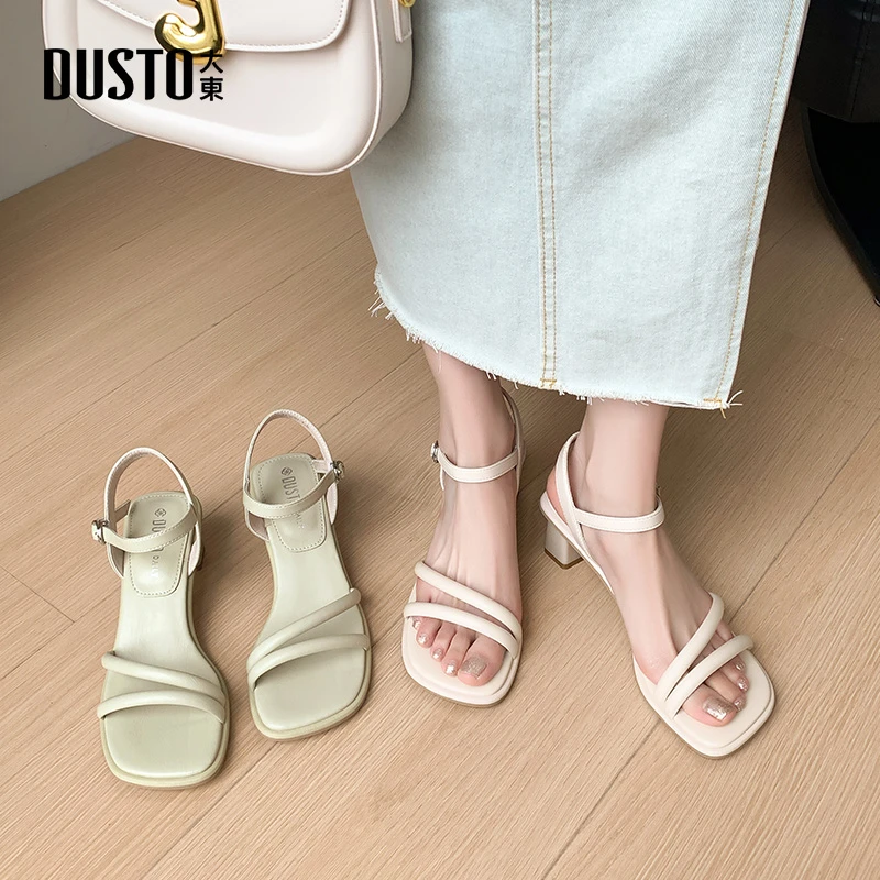 DUSTO/大东气质凉鞋女夏外穿2025年新款法式高跟时装露趾女鞋0602