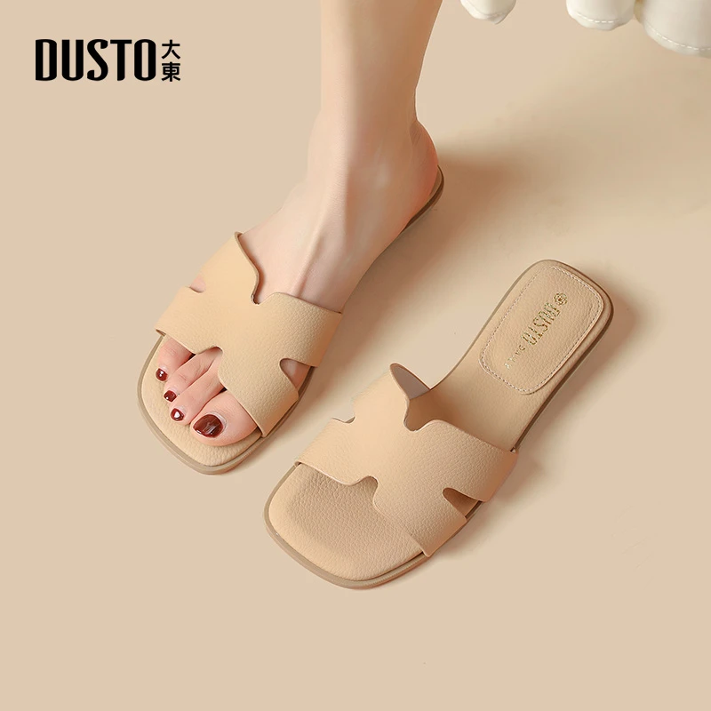 DUSTO/大东时装拖鞋女鞋2025夏季新款甜美风低跟度假外穿凉拖0007