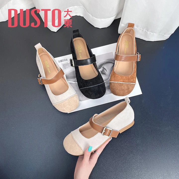 大东百搭浅口单鞋2025年秋季新款韩版圆头套脚低跟方跟女鞋0213