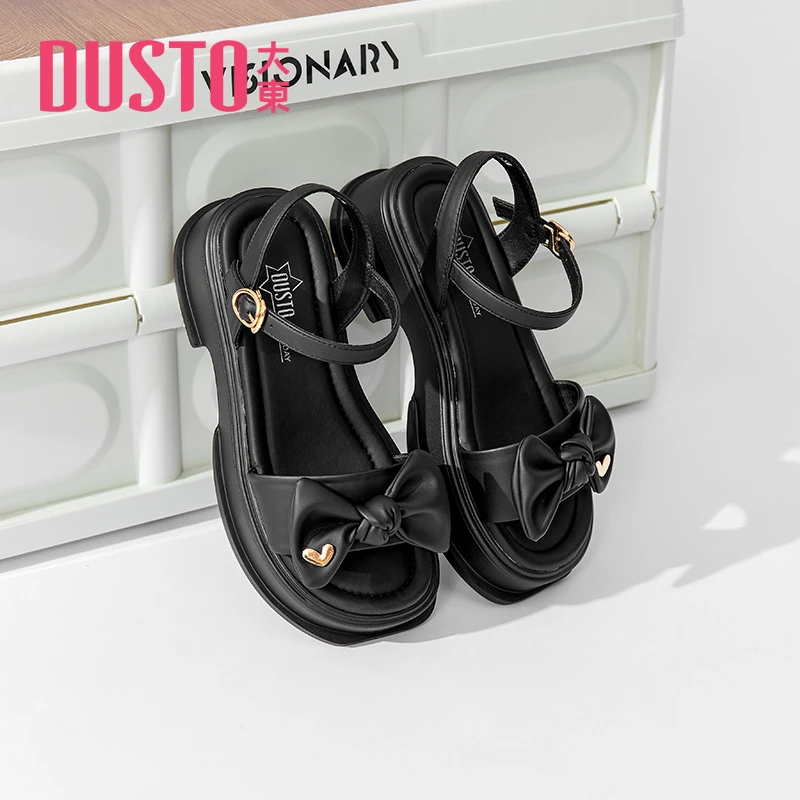 DUSTO/大东厚底凉鞋2024夏季新款甜美风高跟粗跟蝴蝶结女鞋0669J