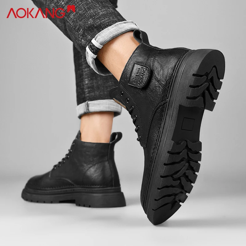 Aokang/奥康2025蛇年春季英伦风商务时尚男鞋潮流耐磨百搭马丁靴