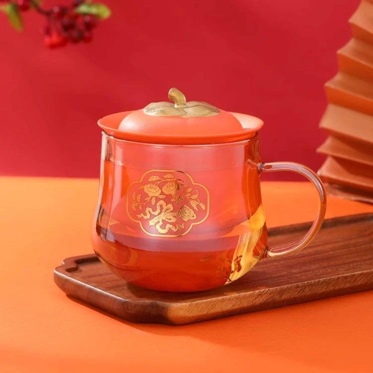上新了故宫柿柿如意泡茶杯家用水杯中国风文创父亲生日礼物