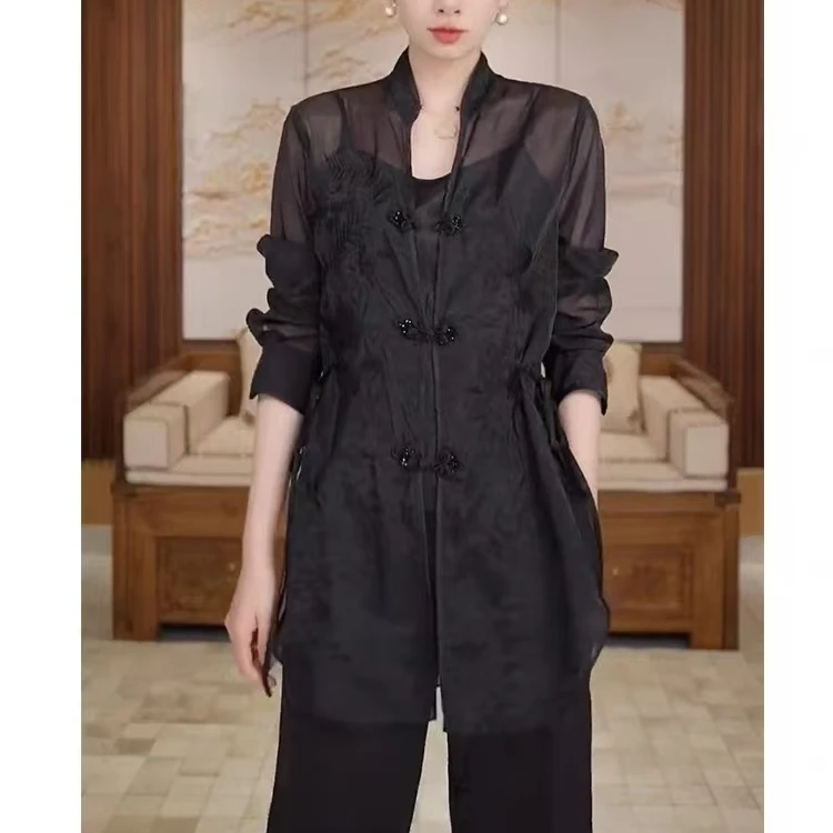 s108  25早春爆款新中式国风欧根纱高货绣花提花三件套