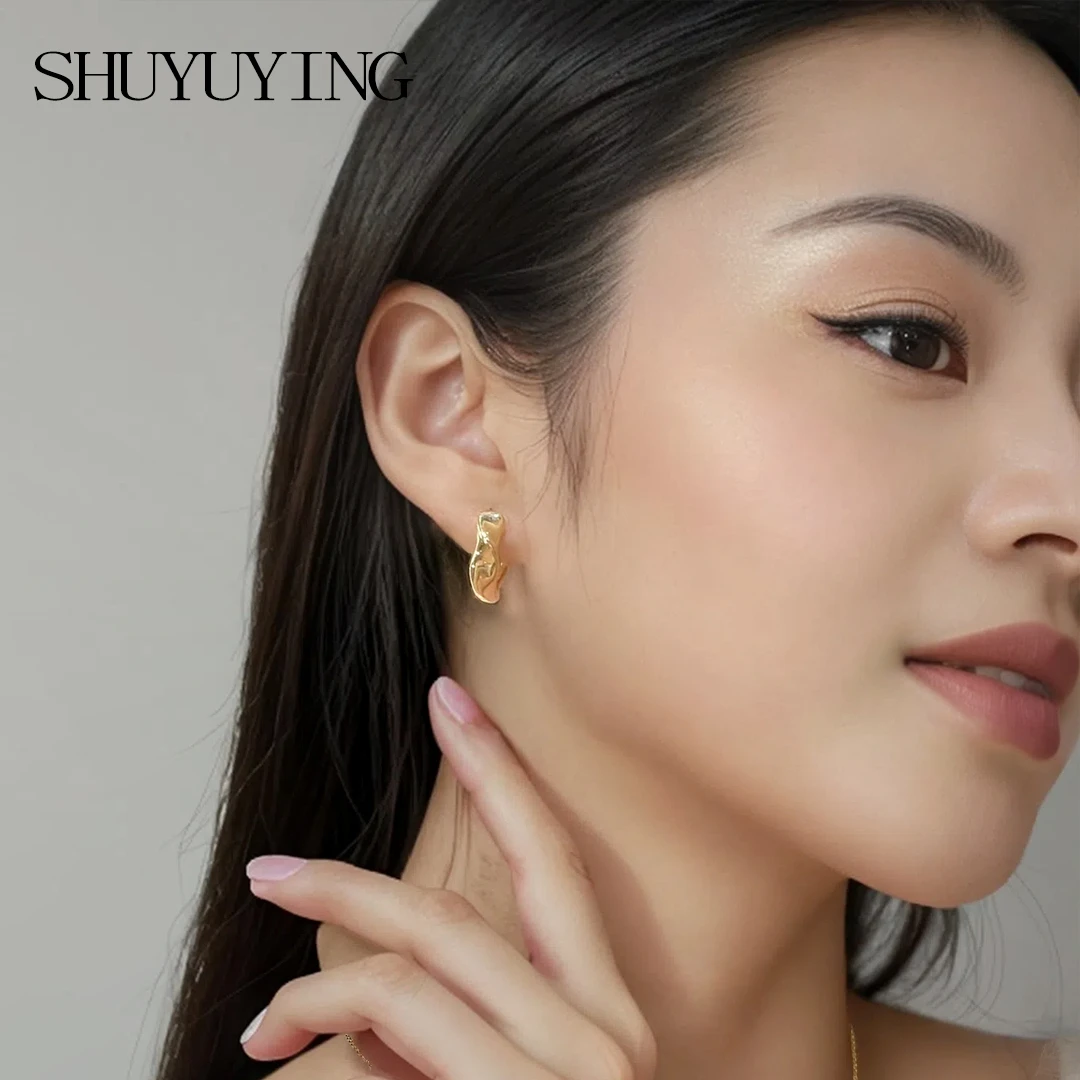 铜合金耳饰 925银针麻花素款耳扣 简约百搭轻奢耳环 素款极简