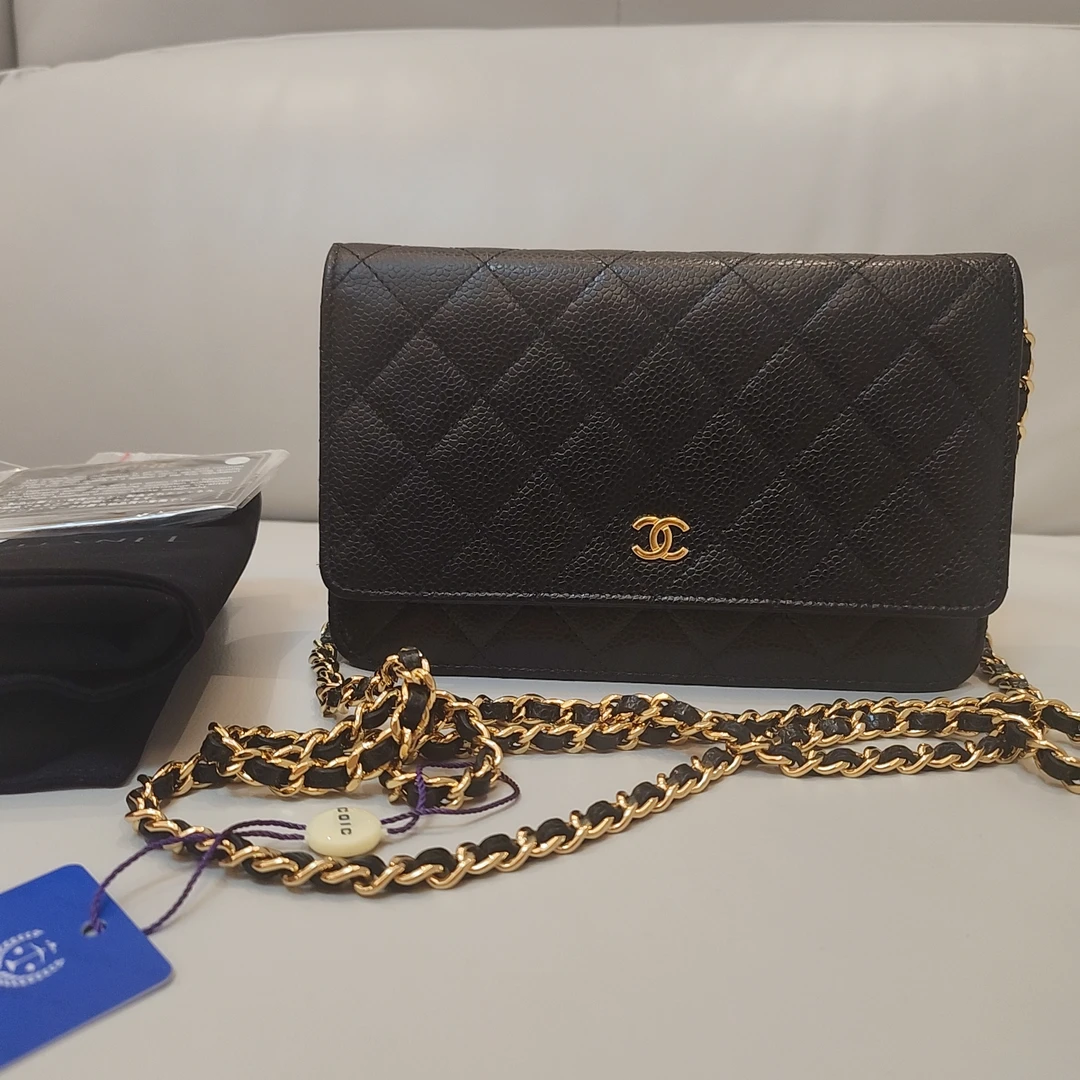 99新 Chanel/香奈儿 chanel黑金woc荔枝皮 完美成色