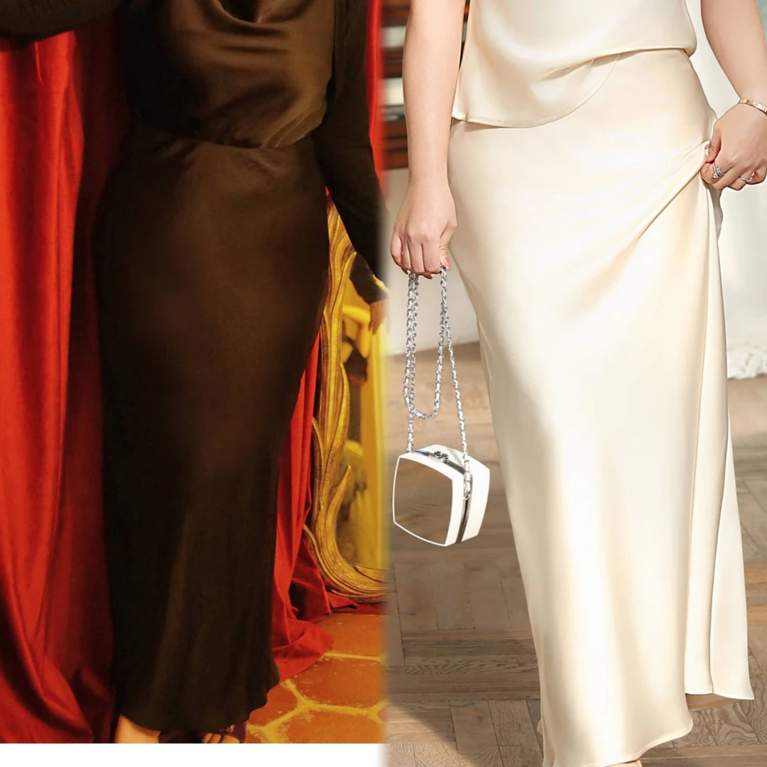 仟艺 【光感半裙】抗皱2024大码胖mm显瘦法式气质修身春季