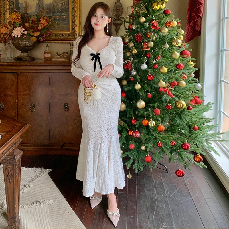 新款【白茉莉】2024大码春季气质超显瘦连衣裙