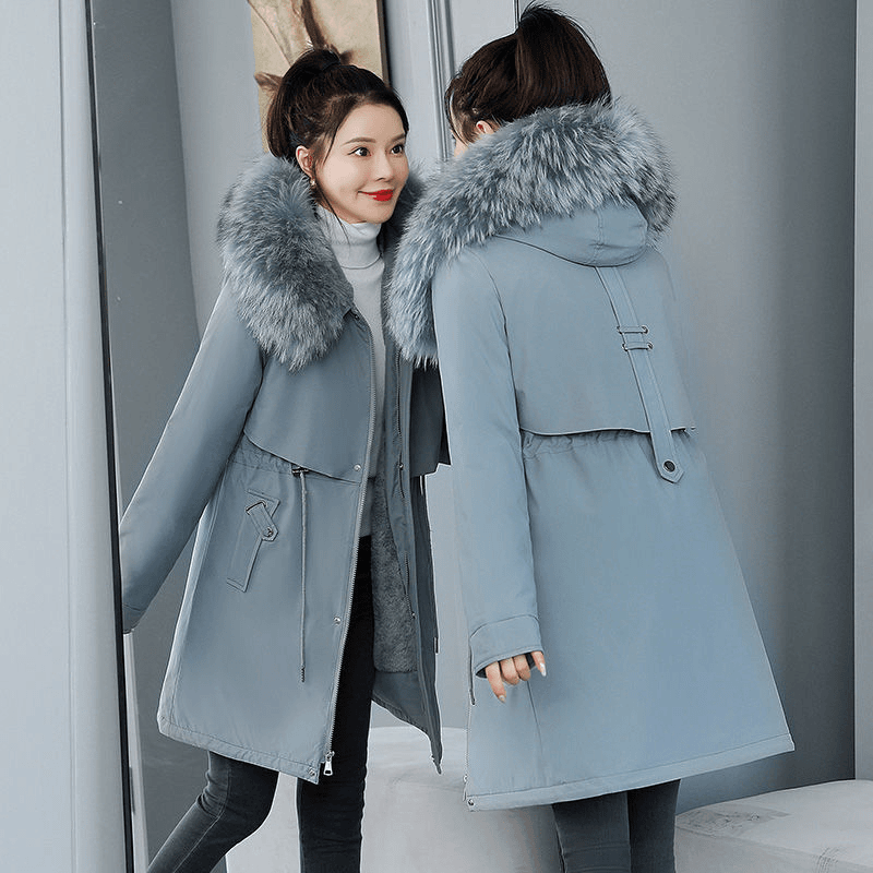 波司澄300斤反季特大码加厚派克服宽松200加肥加大中长款大毛领羽