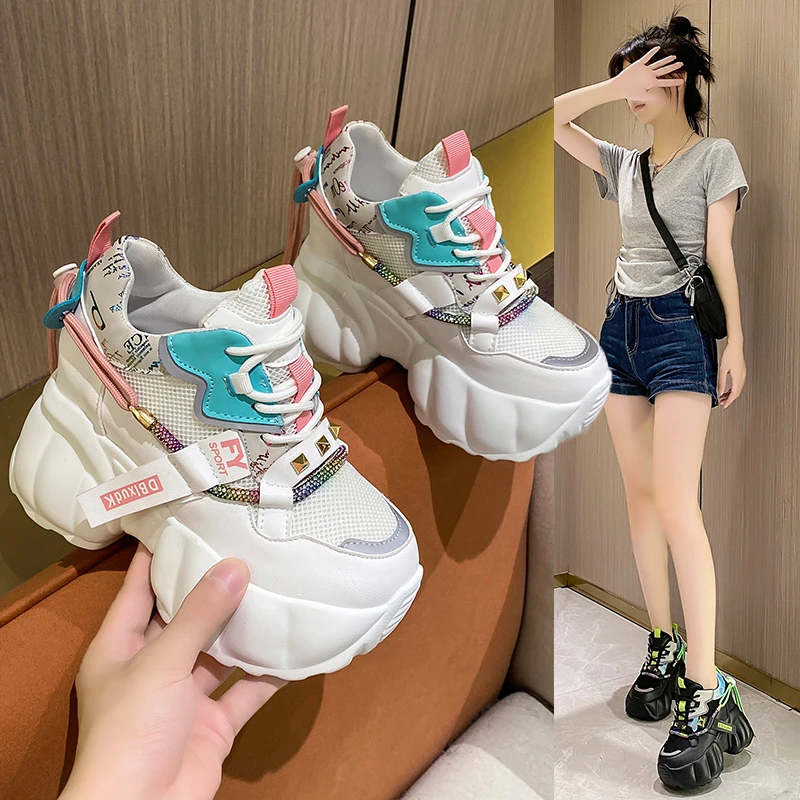 欧洲站彩色老爹鞋2025春季新款厚底松糕鞋时尚休闲百搭厚底休闲鞋