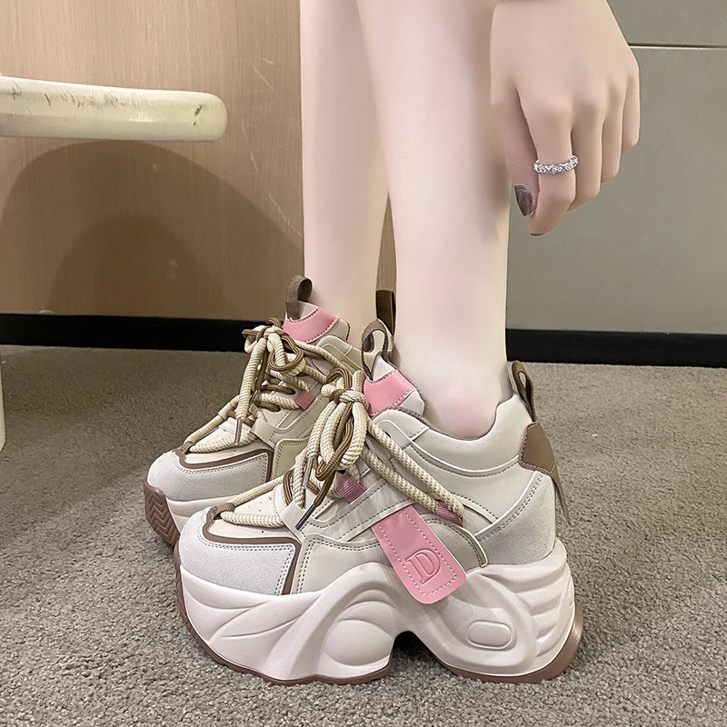 10cm内增高女鞋2023冬季新款厚底加绒老爹鞋女百搭保暖运动休闲鞋