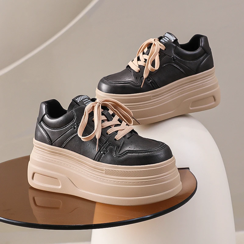 新款厚底小个子增高8cm松糕鞋女2024百搭显瘦休闲女运动老爹鞋潮