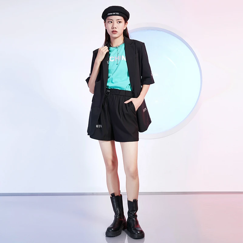 A21女装中袖秋季时尚套装字母潮流小众时尚西装外套F412214014