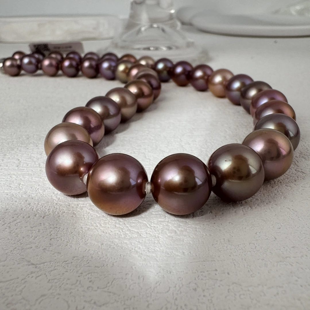 【雨然】天然淡水珍珠莫兰迪串链10-13mm/s925银 （多样性发一）