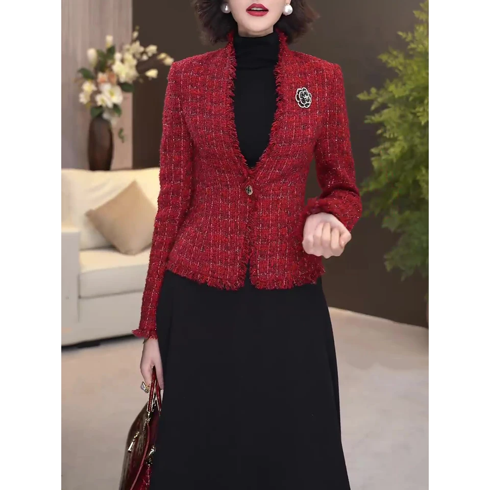 高档小香风外套女2025春秋新款气质洋气修身显瘦减龄高贵西装外套