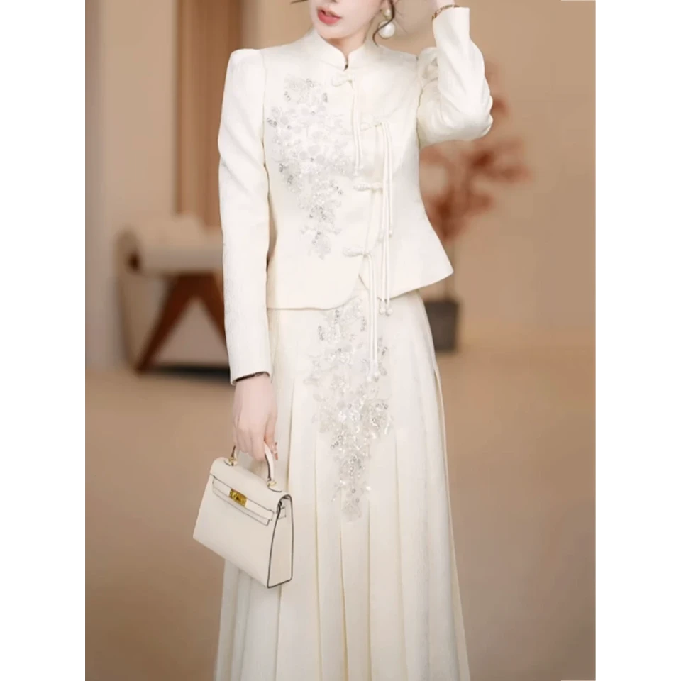 新中式文艺复古套装女2025春季新款高档气质修身显瘦中国风两件套