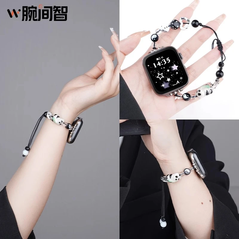 适用苹果手表带iwatchs11陶瓷智能applewatchS10可爱手链女s9表链