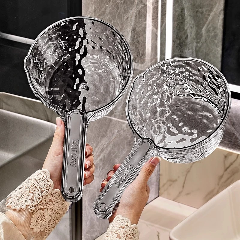 贝凯水瓢水勺家用厨房塑料加厚舀水瓢浇花冲厕所加深透明长柄舀子