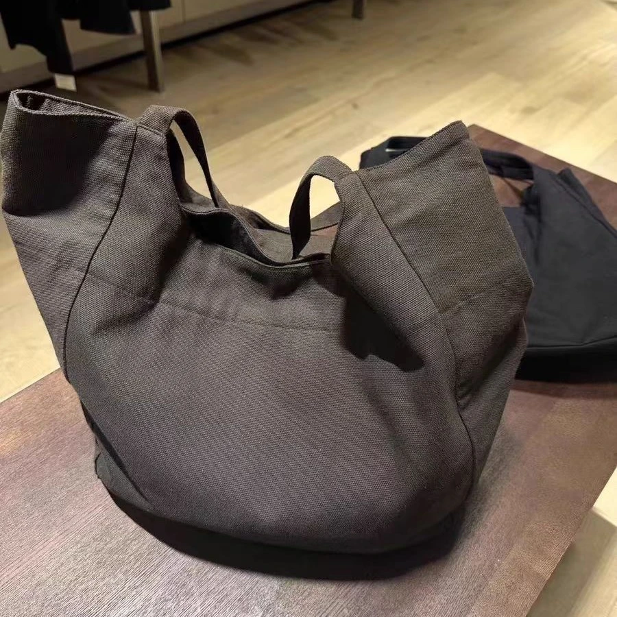 韩代同款！ins风大容量通勤高级感手提包休闲韩系帆布包女3