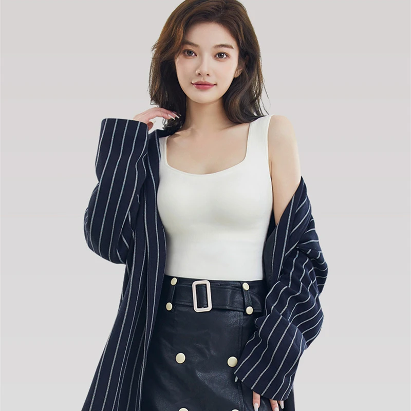 秋冬毛圈背心 方领宽肩带美背 女贴身美背 992