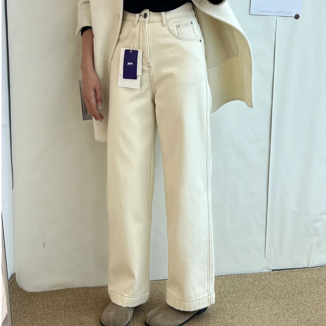 无弹直筒女装牛仔裤显瘦休闲裤百搭直筒牛仔