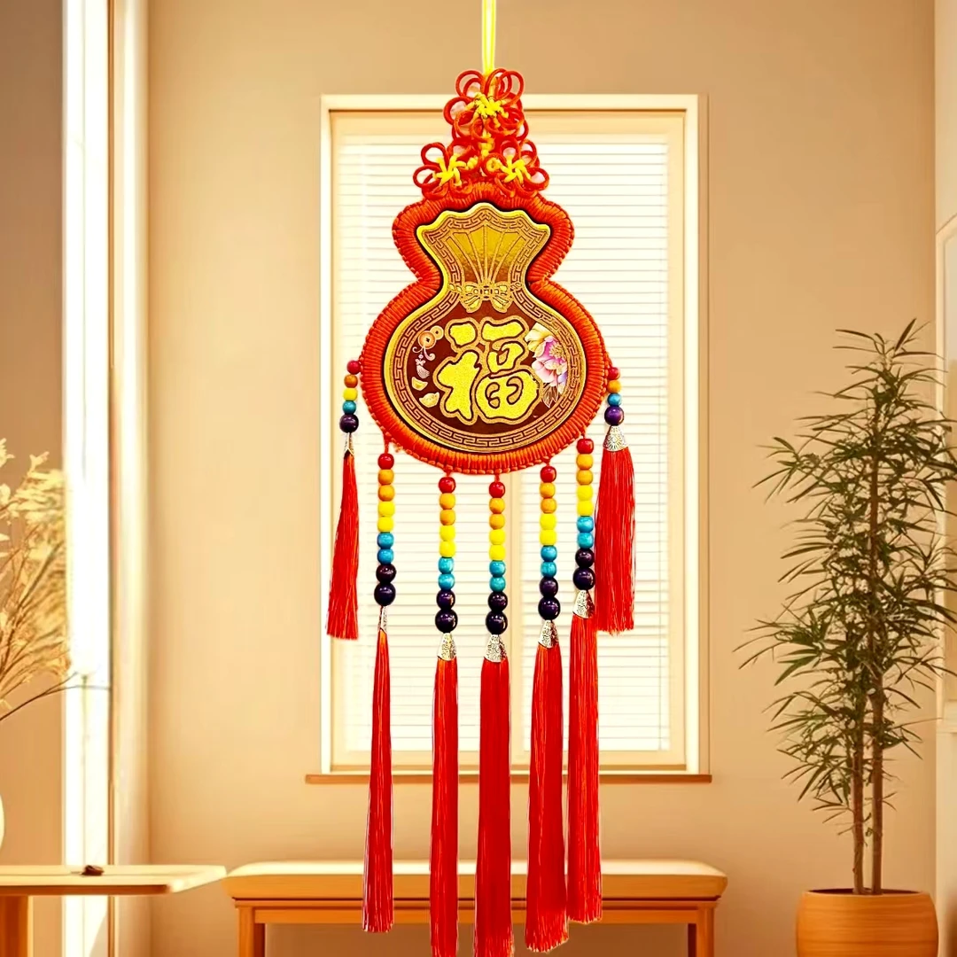 2025新年实木桃木装饰挂件福袋挂饰客厅卧室玄关入户门装饰品