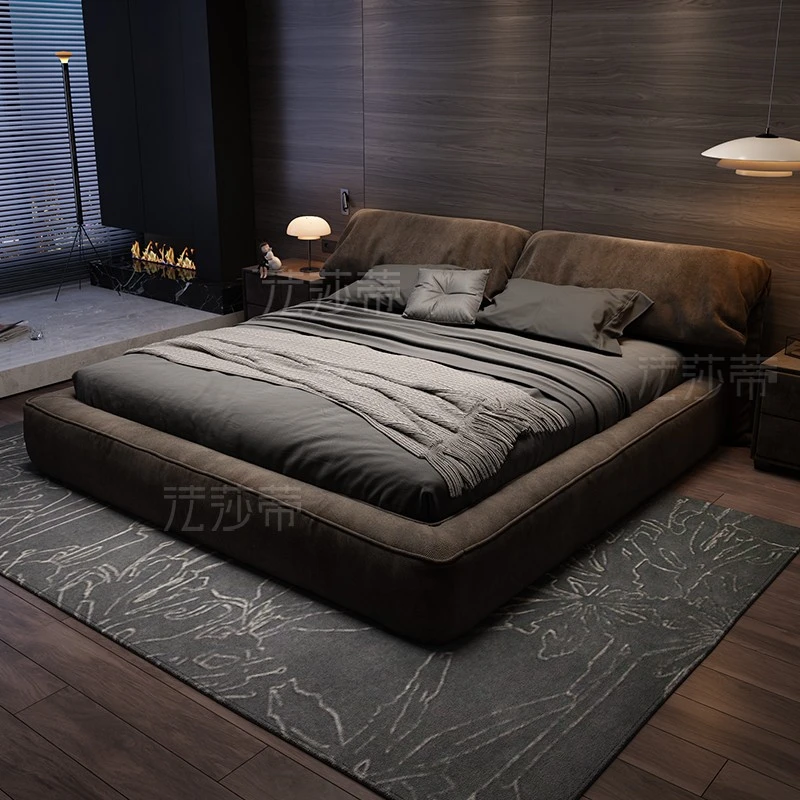 C2021#大象耳朵布床奶油风主卧简约现代双人床北欧ins风落地软床