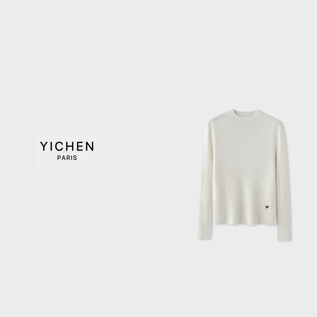 YC 经典黑白双色刺绣半高领正肩针织款式打底衫-2192