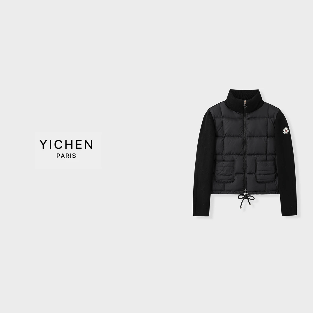 YC 经典黑白双色立领拼接款百搭双口袋羽绒服-4093